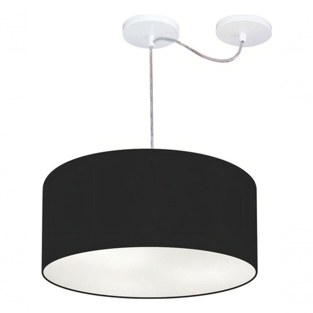 Lustre Pendente Cilíndrico Com Desvio De Centro Md-4151 Cúpula Em Tecido 50x25cm Preto - Bivolt - 3