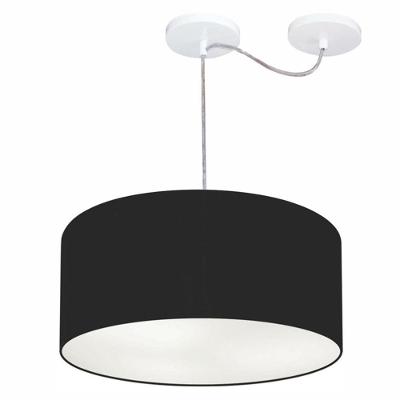 Lustre Pendente Cilíndrico Com Desvio De Centro Md-4151 Cúpula Em Tecido 50x25cm Preto - Bivolt