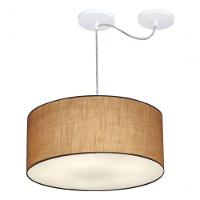 Lustre Pendente Cilíndrico Com Desvio De Centro Md-4151 Cúpula Em Tecido 50x25cm Palha - Bivolt - 3
