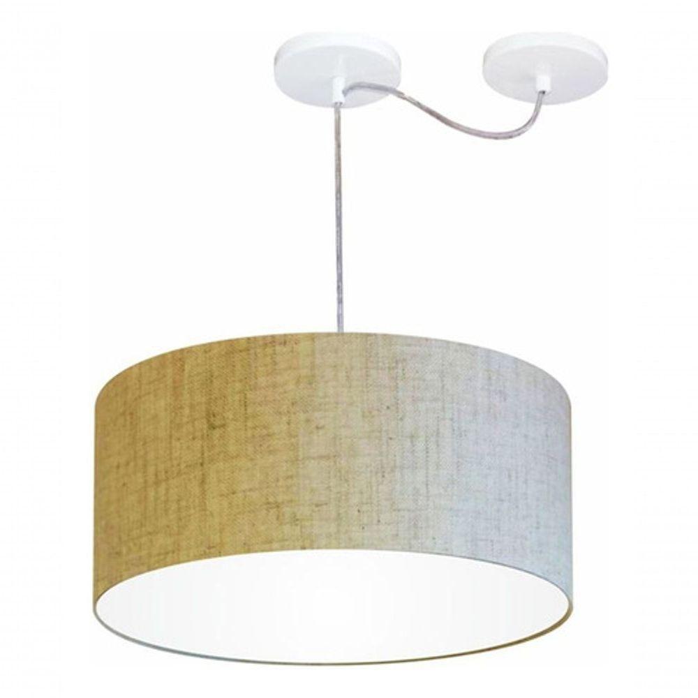 Lustre Pendente Cilíndrico Com Desvio De Centro Md-4147 Cúpula 50x25cm Rustico Bege - Bivolt - 3