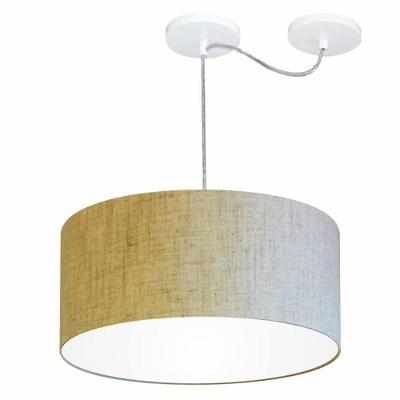 Lustre Pendente Cilíndrico Com Desvio De Centro Md-4147 Cúpula 50x25cm Rustico Bege - Bivolt