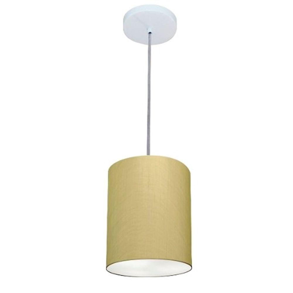Kit/3 Lustre Pendente Cilíndrico Md-4012 Cúpula Em Tecido 18x25cm Algodão Crú - Bivolt - 2