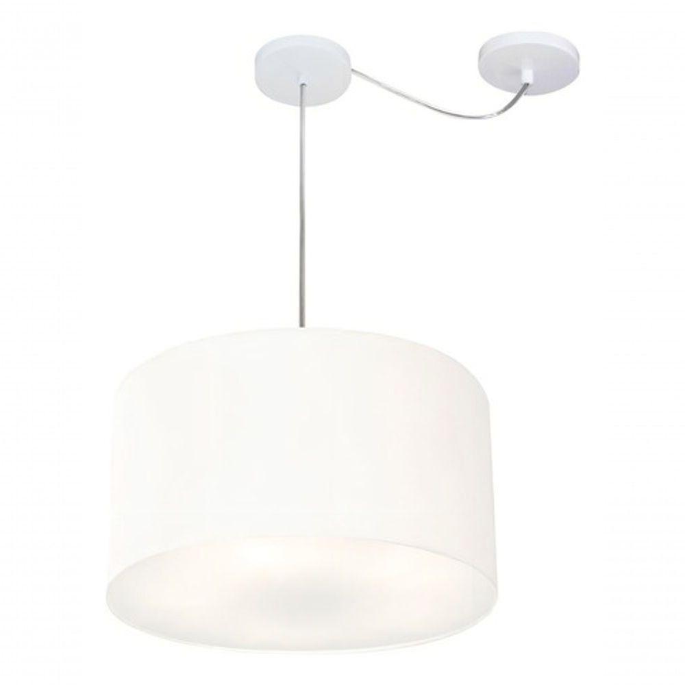 Lustre Pendente Cilíndrico Com Desvio De Centro Md-4163 Cúpula Em Tecido 40x25cm Branco - Bivolt - 3