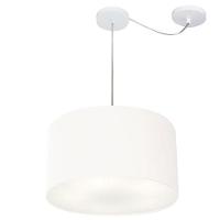 Lustre Pendente Cilíndrico Com Desvio De Centro Md-4163 Cúpula Em Tecido 40x25cm Branco - Bivolt - 1