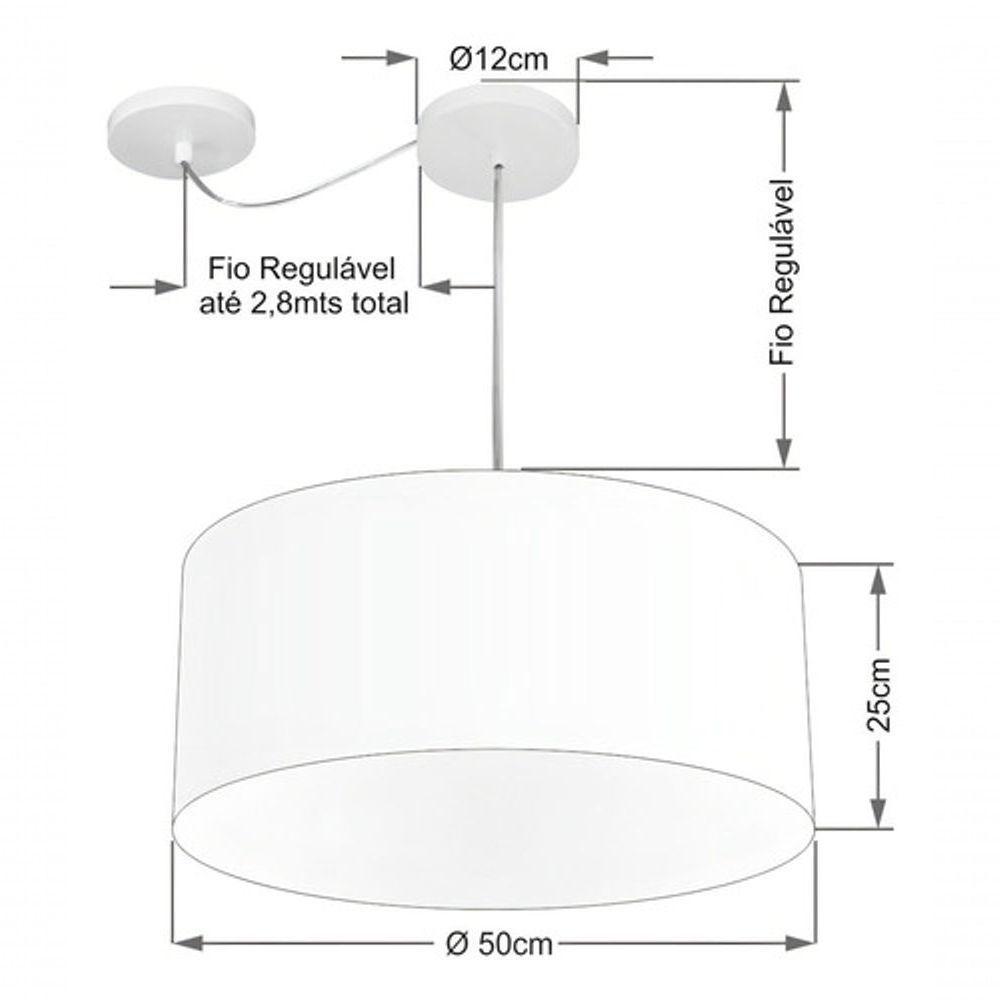 Lustre Pendente Cilíndrico Com Desvio De Centro Md-4151 Cúpula 50x25cm Rustico Bege - Bivolt - 6