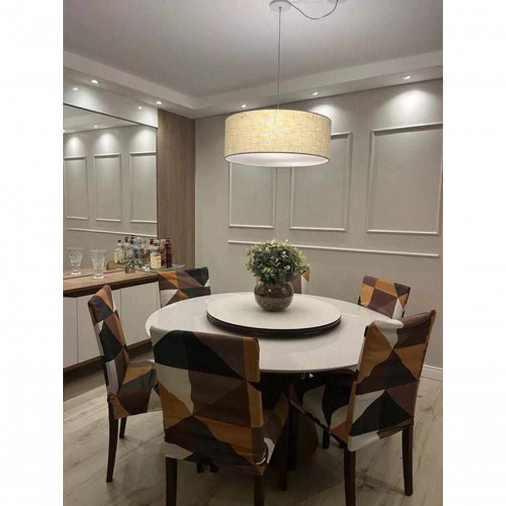 Lustre Pendente Cilíndrico Com Desvio De Centro Md-4151 Cúpula 50x25cm Rustico Bege - Bivolt - 8