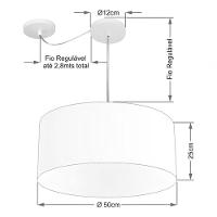 Lustre Pendente Cilíndrico Com Desvio De Centro Md-4151 Cúpula 50x25cm Rustico Bege - Bivolt - 6