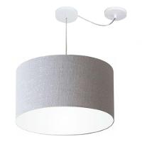 Lustre Pendente Cilíndrico Com Desvio De Centro Md-4168 Cúpula Em Tecido 60x30cm Rustico Cinza - Bivolt - 3