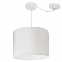 Lustre Pendente Cilíndrico Com Desvio Md-4227 Cúpula Em Tecido 40x30cm Branco - Bivolt - 1