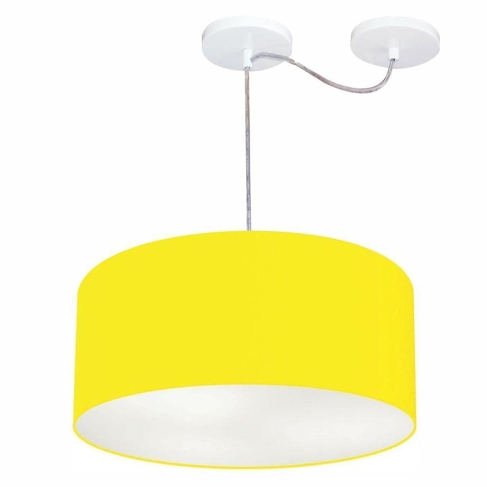 Lustre Pendente Cilíndrico Com Desvio De Centro Md-4147 Cúpula 50x25cm Amarelo - Bivolt - 1