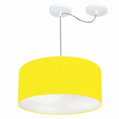 Lustre Pendente Cilíndrico Com Desvio De Centro Md-4147 Cúpula 50x25cm Amarelo - Bivolt