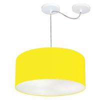 Lustre Pendente Cilíndrico Com Desvio De Centro Md-4147 Cúpula 50x25cm Amarelo - Bivolt - 1