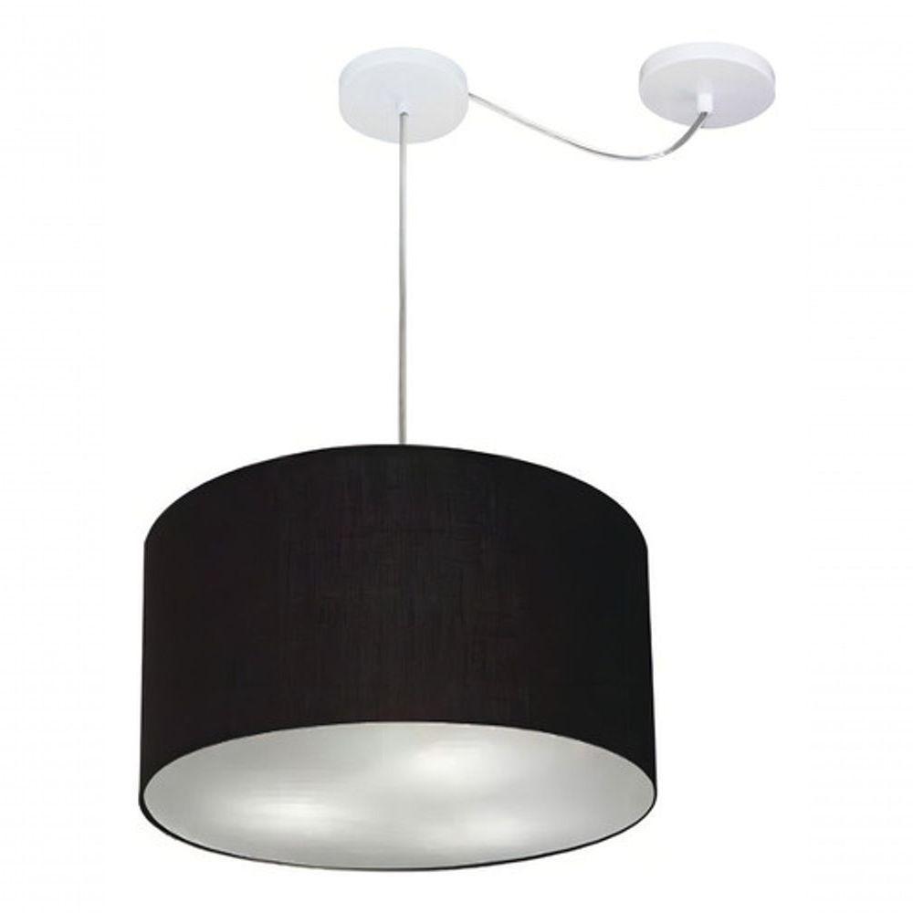 Lustre Pendente Cilíndrico Com Desvio De Centro Md-4166 Cúpula Em Tecido 40x25cm Preto - Bivolt - 3
