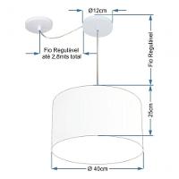 Lustre Pendente Cilíndrico Com Desvio De Centro Md-4163 Cúpula Em Tecido 40x25cm Café - Bivolt - 4