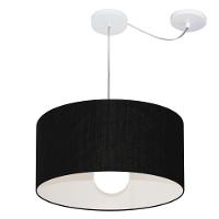 Lustre Pendente Cilíndrico Com Desvio Md-4228 Cúpula Em Tecido 45x25cm Preto - Bivolt - 1