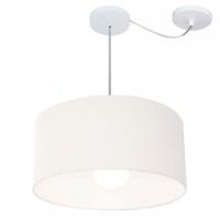 Lustre Pendente Cilíndrico Com Desvio Md-4230 Cúpula Em Tecido 50x25cm Branco - Bivolt - 1