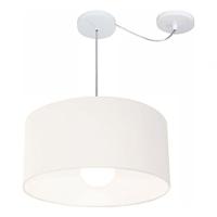 Lustre Pendente Cilíndrico Com Desvio Md-4230 Cúpula Em Tecido 50x25cm Branco - Bivolt - 3