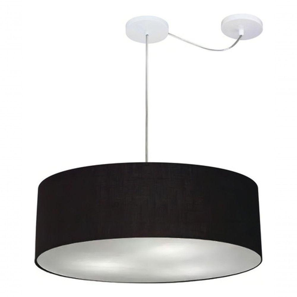 Lustre Pendente Cilíndrico Com Desvio De Centro Md-4259 Cúpula Em Tecido 50x15cm Preto - Bivolt - 3