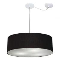 Lustre Pendente Cilíndrico Com Desvio De Centro Md-4259 Cúpula Em Tecido 50x15cm Preto - Bivolt - 3