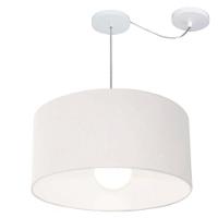Lustre Pendente Cilíndrico Com Desvio Md-4233 Cúpula Em Tecido 55x30cm Branco - Bivolt - 1
