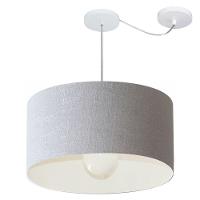 Lustre Pendente Cilíndrico Com Desvio Md-4232 Cúpula Em Tecido 55x25cm Rustico Cinza - Bivolt - 1