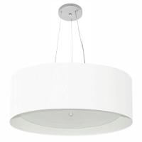 Lustre Pendente Cilíndrico Md-4013 Cúpula Em Tecido 60x25cm Branco / Branco - Bivolt - 1