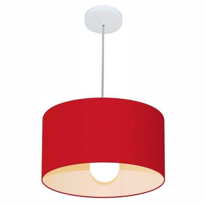 Lustre Pendente Cilíndrico Md-4031 Cúpula Em Tecido 40x21cm Vermelho - Bivolt