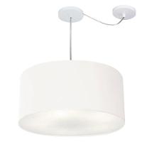 Lustre Pendente Cilíndrico Com Desvio Md-4263 Cúpula Em Tecido 55x25cm Branco - Bivolt - 1