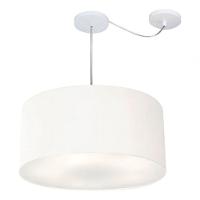Lustre Pendente Cilíndrico Com Desvio Md-4263 Cúpula Em Tecido 55x25cm Branco - Bivolt - 3