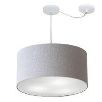 Lustre Pendente Cilíndrico Com Desvio Md-4236 Cúpula Em Tecido 45x25cm Rustico Cinza - Bivolt - 1