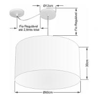Lustre Pendente Cilíndrico Com Desvio Md-4234 Cúpula Em Tecido 60x30cm Algodão Crú - Bivolt - 4