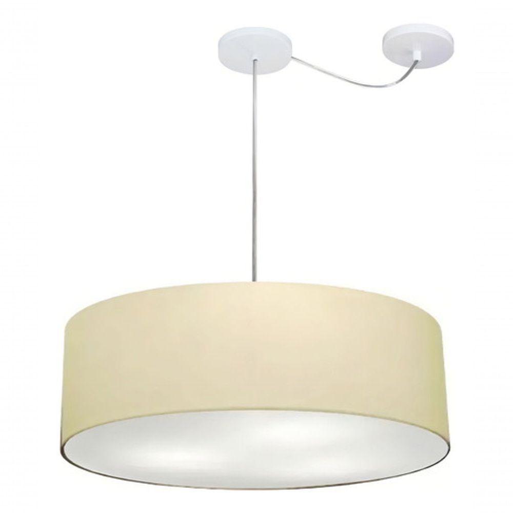 Lustre Pendente Cilíndrico Com Desvio De Centro Md-4259 Cúpula Em Tecido 50x15cm Algodão Crú - Bivolt - 3