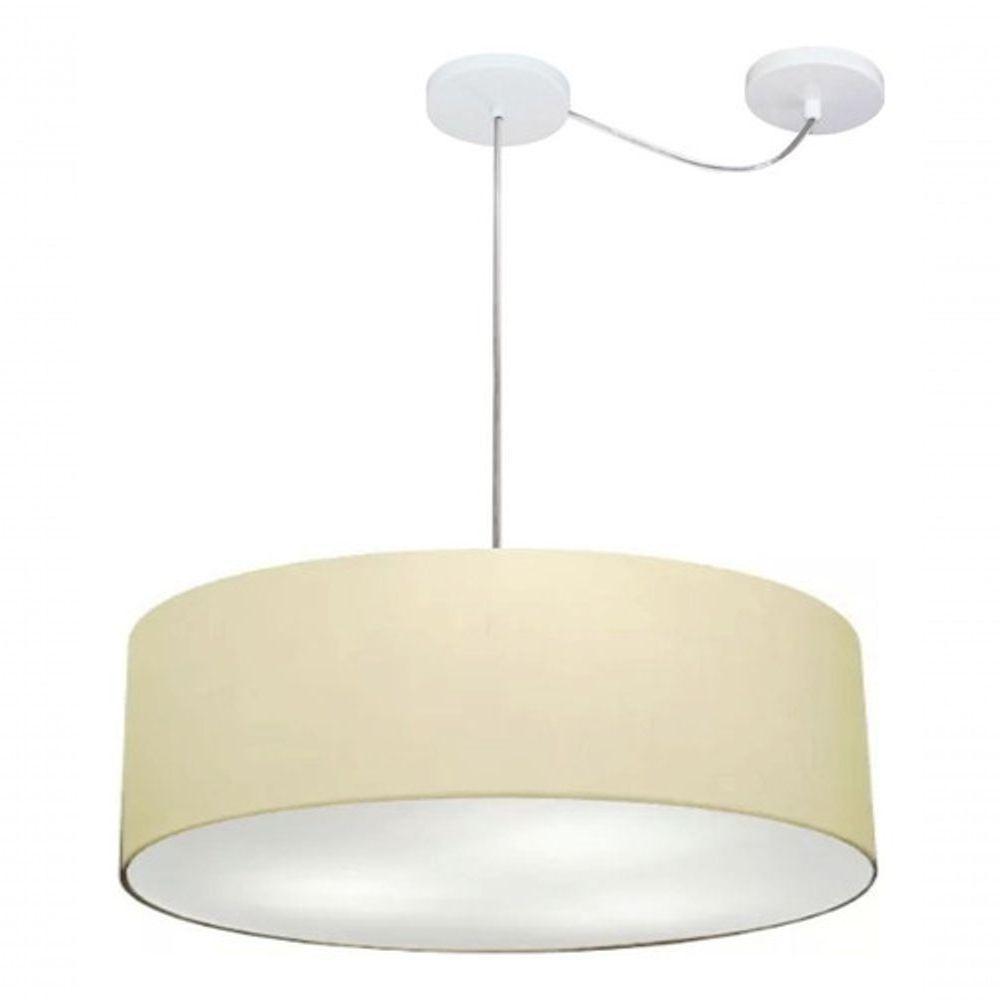 Lustre Pendente Cilíndrico Com Desvio De Centro Md-4259 Cúpula Em Tecido 50x15cm Algodão Crú - Bivolt - 7