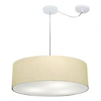 Lustre Pendente Cilíndrico Com Desvio De Centro Md-4259 Cúpula Em Tecido 50x15cm Algodão Crú - Bivolt - 3