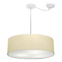 Lustre Pendente Cilíndrico Com Desvio De Centro Md-4259 Cúpula Em Tecido 50x15cm Algodão Crú - Bivolt - 7