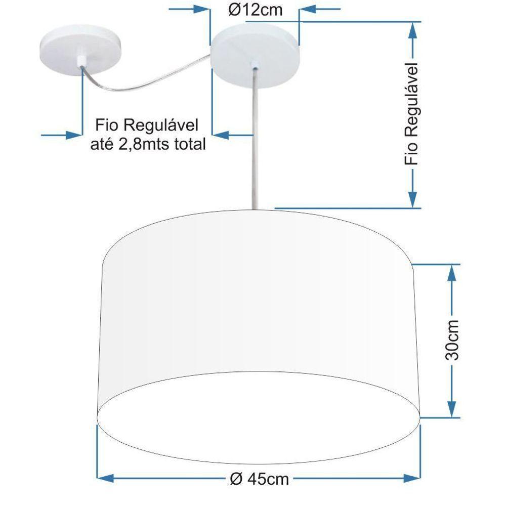 Lustre Pendente Cilíndrico Com Desvio Md-4235 Cúpula Em Tecido 45x30cm Café - Bivolt - 2