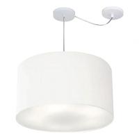 Lustre Pendente Cilíndrico Com Desvio Md-4235 Cúpula Em Tecido 45x30cm Branco - Bivolt - 3