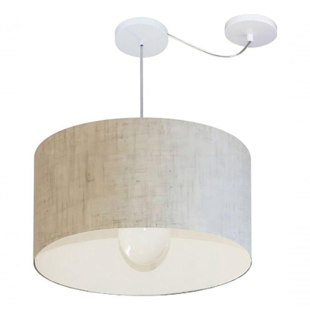 Lustre Pendente Cilíndrico Com Desvio Md-4234 Cúpula Em Tecido 60x30cm Rustico Bege - Bivolt - 3