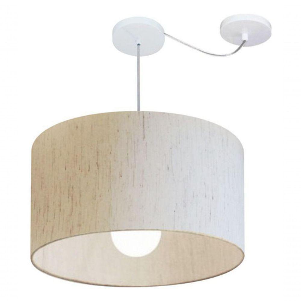 Lustre Pendente Cilíndrico Com Desvio Md-4234 Cúpula Em Tecido 60x30cm Linho Bege - Bivolt - 3