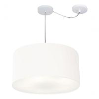 Lustre Pendente Cilíndrico Com Desvio Md-4238 Cúpula Em Tecido 45x25cm Branco - Bivolt - 3
