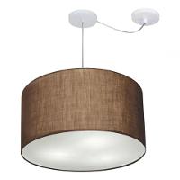 Lustre Pendente Cilíndrico Com Desvio Md-4239 Cúpula Em Tecido 45x30cm Café - Bivolt - 3