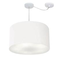 Lustre Pendente Cilíndrico Com Desvio Md-4239 Cúpula Em Tecido 45x30cm Branco - Bivolt - 1