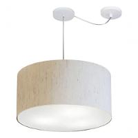 Lustre Pendente Cilíndrico Com Desvio Md-4236 Cúpula Em Tecido 45x25cm Linho Bege - Bivolt - 3