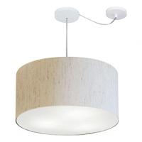 Lustre Pendente Cilíndrico Com Desvio Md-4253 Cúpula Em Tecido 55x30cm Linho Bege - Bivolt - 3