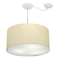 Lustre Pendente Cilíndrico Com Desvio Md-4253 Cúpula Em Tecido 55x30cm Algodão Crú - Bivolt - 3