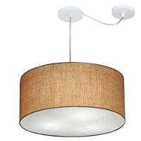 Lustre Pendente Cilíndrico Com Desvio Md-4252 Cúpula Em Tecido 55x25cm Palha - Bivolt - 1
