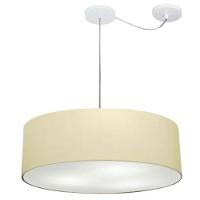 Lustre Pendente Cilíndrico Com Desvio Md-4262 Cúpula Em Tecido 55x15cm Algodão Crú - Bivolt - 1