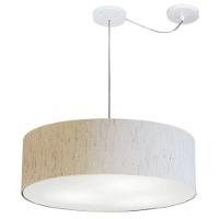 Lustre Pendente Cilíndrico Com Desvio Md-4262 Cúpula Em Tecido 55x15cm Linho Bege - Bivolt - 1