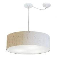 Lustre Pendente Cilíndrico Com Desvio Md-4262 Cúpula Em Tecido 55x15cm Linho Bege - Bivolt - 3