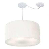 Lustre Pendente Cilíndrico Com Desvio Md-4261 Cúpula Em Tecido 50x30cm Branco - Bivolt - 3